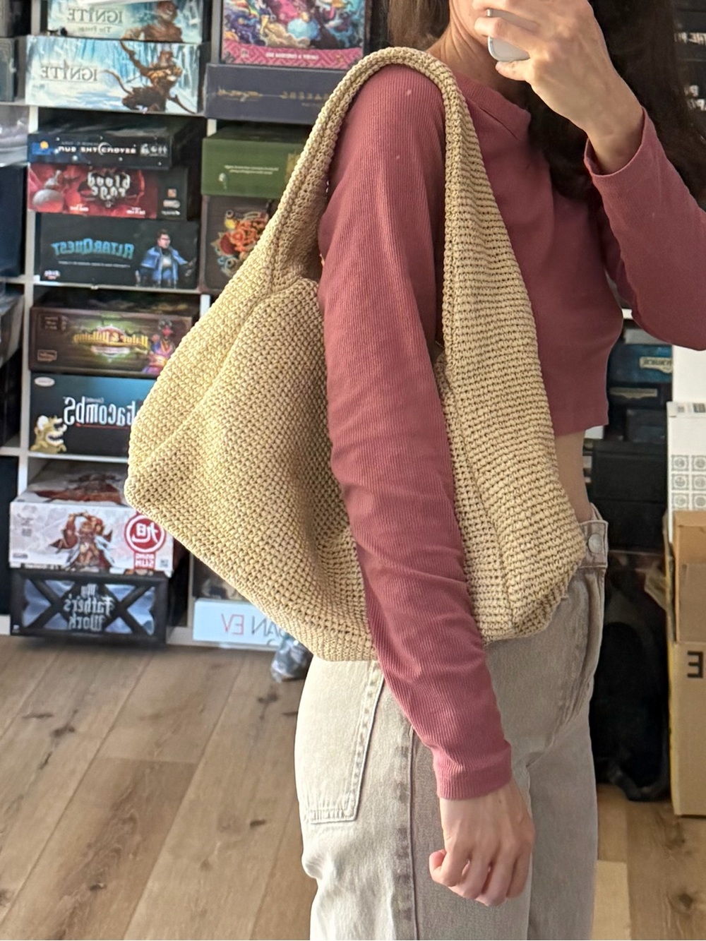 COS Natural Beige raffia Woven Shoulder Bag - Picture 5 of 5